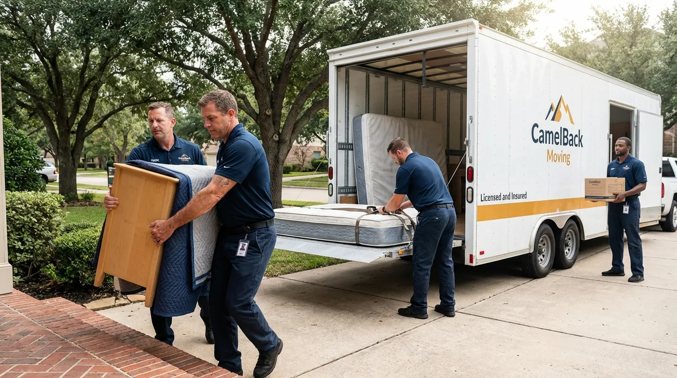 Crew loading residential truck for cross-state move from Tutwiler, MS